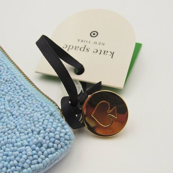 NWT Kate Spade x Target Blue and Green Beaded “Life of the Party” Zip Pouch - Picture 4 of 4